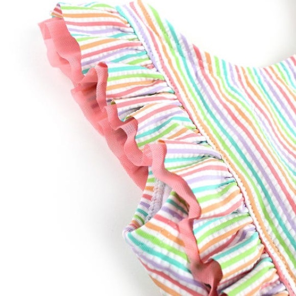 RUFFLE BUTTS - Seersucker Waterfall One Piece - Picture 9 of 16